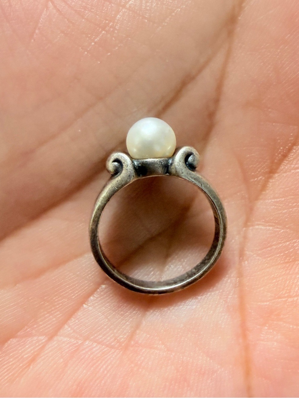 Vintage RETIRED James Avery 925 Silver Scrolled Pearl Ring Sz6 - Picture 4 of 10